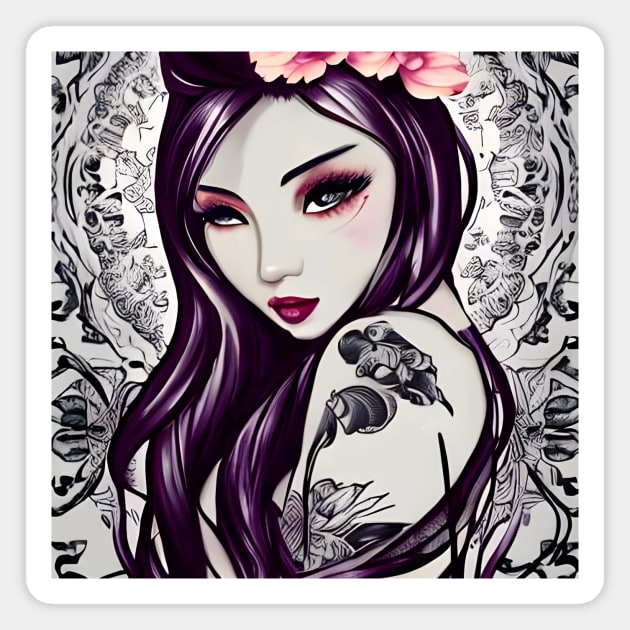 The girl with the flower tattoo Magnet by animegirlnft